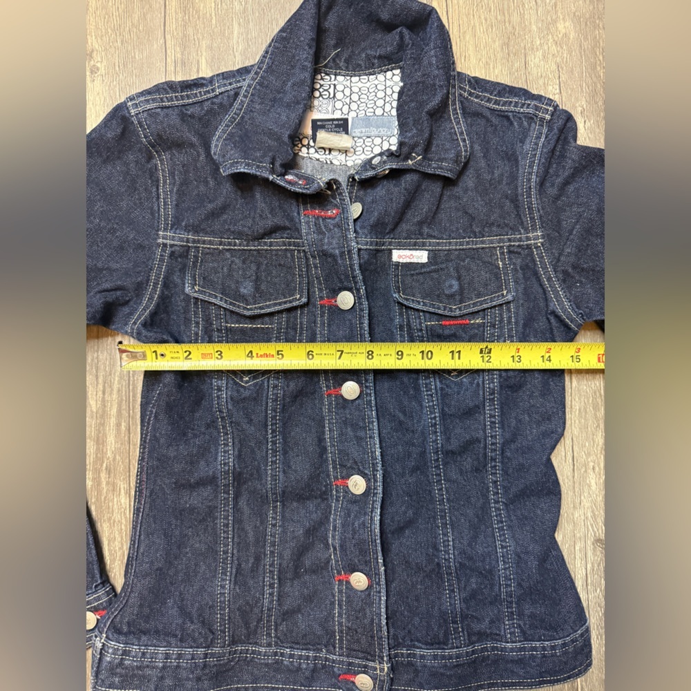 Ecko Red Denim Jacket Womens M Dark Wash Y2K Vintage Streetwear Trucker - Picture 5 of 7